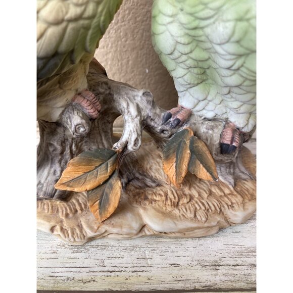 1970s Andrea by Sadek Green Cockatoos – Hand Painted Porcelain Pair - No Box - Picture 9 of 15